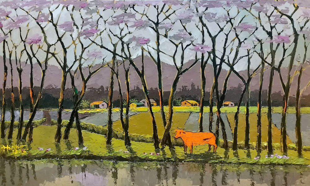 Hướng Tâm Đường- Góc tháng Ba, Sơn dầu 80x10cm