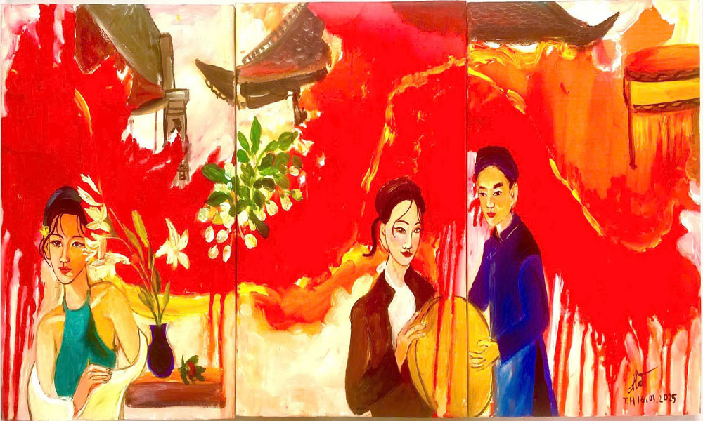 Thu Hà- Giao duyên, Acylic, 40x90cm